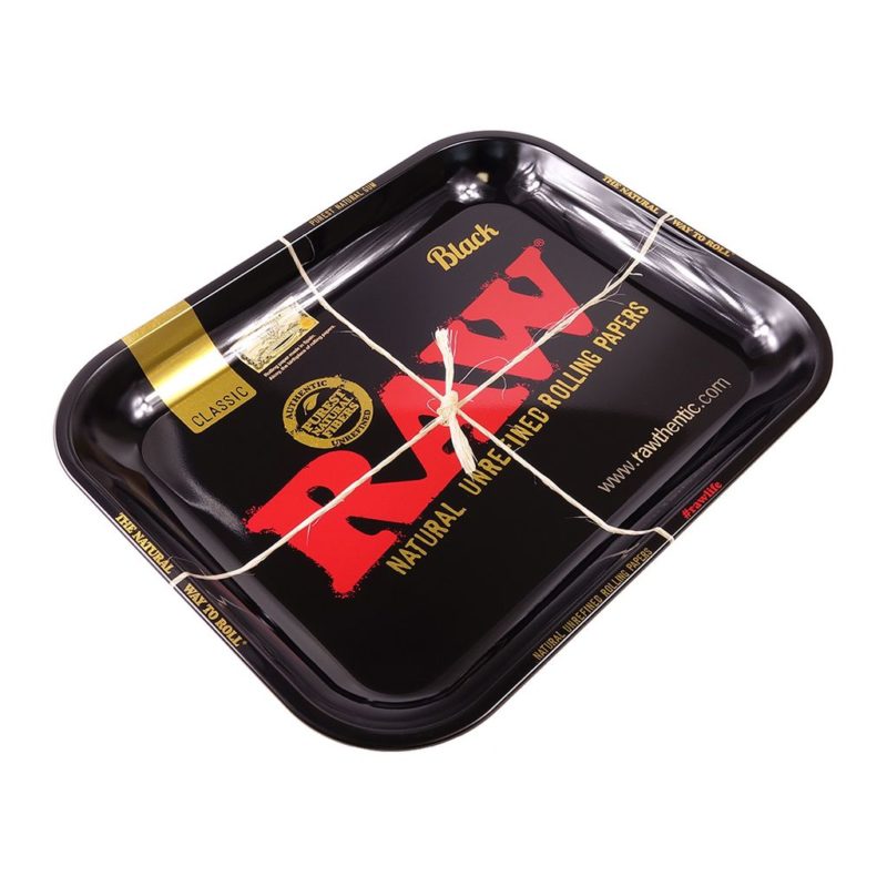 RAW Limited Edition Black Rolling Tray (Gold & Glossy Black Finish)_XL
